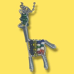 Wire Wrap Beaded Llama Or‎ Giraffe Pendant Necklace